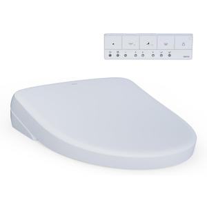 TOTO WASHLET+ S7 Electronic Bidet Toilet Seat with EWATER+ Bowl and Wand Cleaning and Contemporary Lid, Elongated, Cotton White - SW4726AT40#01