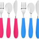 Elk and Friends Kids Silverware with Silicone Handle | Childrens Safe Flatware | Kids Utensils | Spoon + Fork + Knife set | 4 years+ | 6 Pieces