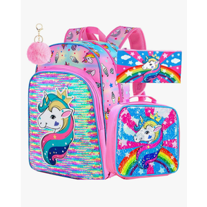3PCS Kids Backpacks for Girls, 16" Little Kid Preschool School Bookbag and Lunch Box - Unicorn/Mermaid/Flamingo 3PCS Kids Backpacks for Girls, 16" Little Kid Preschool School Bookbag and Lunch Box - Unicorn/Mermaid/Flamingo