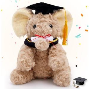 Plush Graduation Elephant Stuffed Animal Toy with Cap & Certificate, Elephant Stuffed Plush Graduation Gifts for Boys & Girls, 9.25 Inch