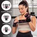 MhIL Workout Gloves for Women Breathable Gym Gloves for Women with Palm Protection and Enhanced Grip Padded Weight Lifting Glove for Womens with Wrist Wraps Support Weightlifting Exercise Cycling, Large: 8.1 8.6 / 20.6 22 Cm (Black)