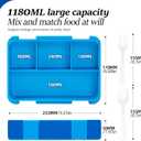 2 x QCQHDU Bento lunch Box for Kids-4 Compartment1300ml Heated Lunch Containers for AdultsSchool,Work,Picnics with Sauce Vontainers,Microwave & Dishwasher & Freezer Safe,BPA-Free(Blue)