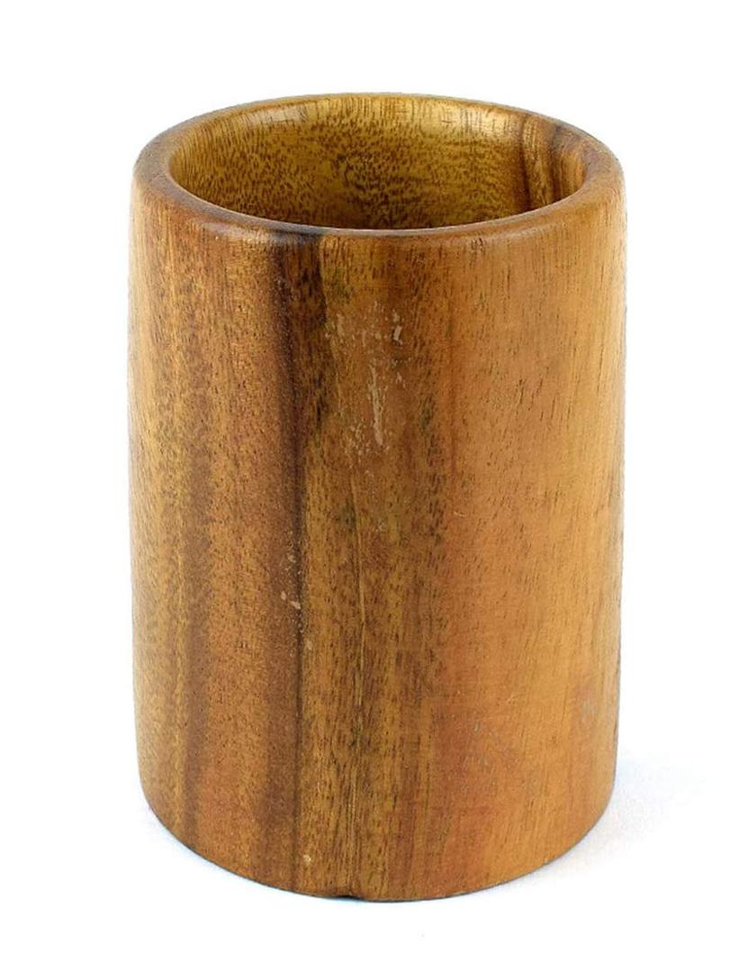 UPIT Wooden Kitchen Countertop Tool Utensil Holder Crock for Spoons Spatula Straw Cutlery Accessories Utensils Storage, 4" x 6"