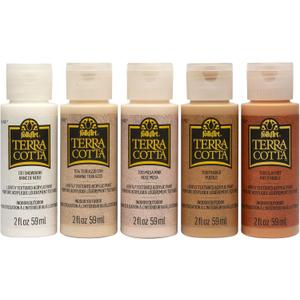 FolkArt Terra Cotta Acrylic Paint Set of 5, Essentials 2 fl oz Assorted Matte Finish Colors For Painting, Drawing & Art Supplies, DIY Arts And Crafts Acrylic Paint For Kids And Adults, 44506
