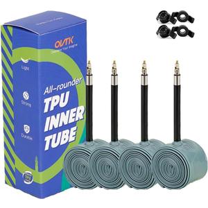 700C TPU Inner Tube (Road & Gravel) with Removable Presta Valve Stem, Include Patches (700C X 23-28C (65mm Valve))