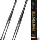 HOTEC Kitchen Tweezers Tongs Stainless Steel Professional Chef Tweezers, Set of 2-12inch Extra-Long Food Tongs for Cooking,Grill and Baking