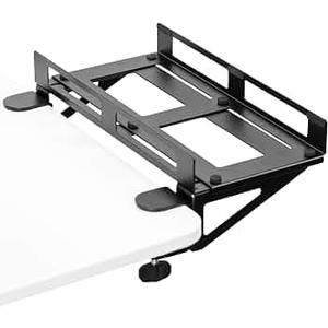 Black Clamp-on PC Desk Mount, MOUNT-PC07G
Adjustable Steel Bracket, Desk Extender, Wall Mount Option, Standard & Large Gaming Computer Case Stand, Holds 22 lbs