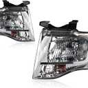 Pair Chrome Headlights Compatible with 2007-2014 Expedition