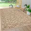 JONATHAN Y Vintage Filigree Indoor Outdoor Area Rug 3X5 Beige/Brown, Charleston Textured Weave for Backyard, Patio, Porch, Easy-Cleaning, High Traffic, Pet-Friendly, Non-Shedding (SMB106A-3)