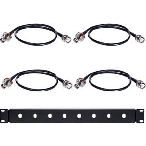 BNC Antenna Relocation Kit, 19" Rack Mount Antenna Extender 1U Hinged Front Panel with 4x24 BNC Cables for Shure/Sennheiser, Front Mount Antenna Rack Kit
