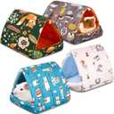 Cinnvoice 4 Pcs Guinea Pig Hideout, Guinea Pig Bed Tunnel, Rabbit Washable Small House Cage Accessories for Bunny Hedgehog Mouse Chinchillas Hamsters Ferrets Bearded Dragons Rats(Forest,7.9 in)