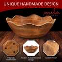Mela Artisans Scalloped Decorative Wooden Bowl | 12 Inch Mango Wood Fruit & Serving Bowl | Natural Grain Finish | For Kitchen Counter | Snacks | Desserts | Bread | Handcrafted Home Decor (Large (Single))