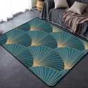 Golden Elements on Blue Background Seamless Pattern Art Deco Style Rugs Soft Non-Slip Indoor Outdoor Living Room Bedroom Kids Room Modern Home Decor Carpet Mat Yoga Mat Runner Rugs Doormat (71x106inch(180x270cm), Multi7)