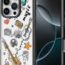 for iPhone Case - [6.6 ft Military-Grade Drop Protection] [Anti-Peel Technology] Clear Black TPU Bumper Case with Cute Design (Linear Music, iPhone 16 Pro)