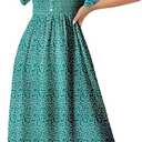 Dokotoo Womens Dresses 2025 Square Neck Tie Backless Summer Dresses Cap Sleeve Floral Buttoned Empire Waist Maxi Dress (M)
