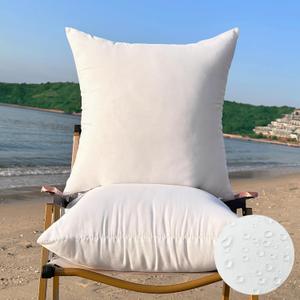 24 x 24 Outdoor Pillow Inserts Pack of 2 Water Resistant Patio Furniture Pillows Decorative Porch Couch Pillows Premium Square Sofa Pillow, White