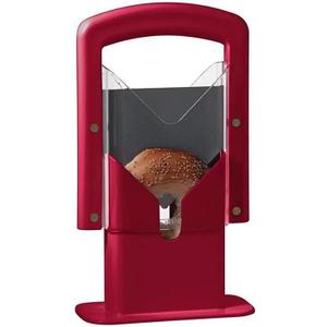 Bagel Slicer, Perfect for Bagels, Safe Grip, Safety Shield, Bagel Cutter Stainless Steel, Universal Slicer (Red)