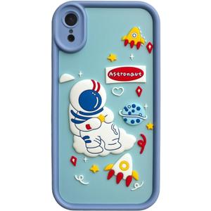 Cute Phone Case for iPhone XR Case Cool Cartoon Astronaut Space Mars Rocket Design Aesthetic Bumper Protective Anti-Slip Shockproof Compatible with iPhone XR Cases