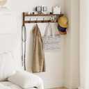 AMBIRD Wall Hooks with Shelf 28.9inch Entryway Wall Hanging Shelf, Wood Coat Hooks, Coat Rack Wall Mount Rack with 5 Dual Hooks, Glasses Organizer and Hat Organizer