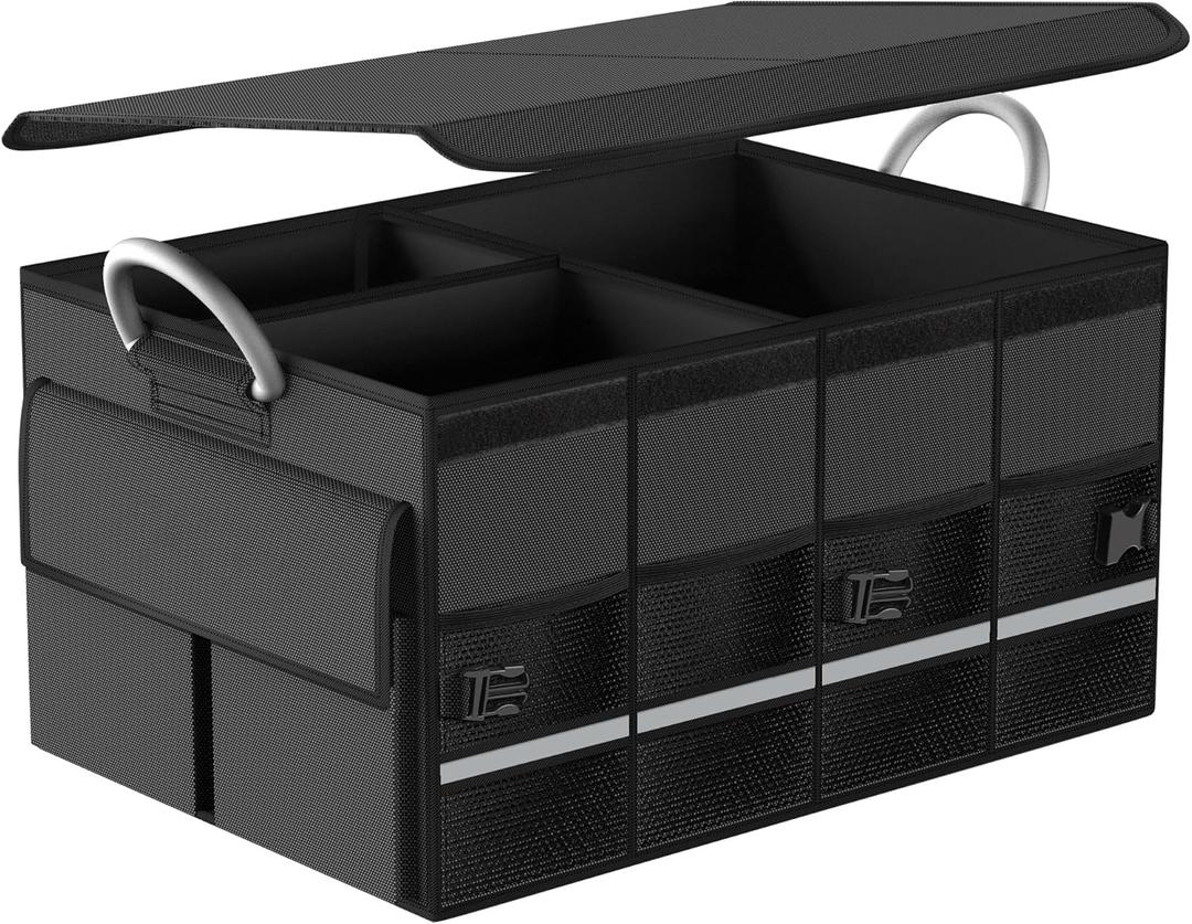 Trunk Organizer for SUV - Car Organizer with Removable Cooler Bag,Collapsible Multi Compartment 1680D Waterproof Sturdy Cargo Storage for Car Accessories Women Men (Extra Large)