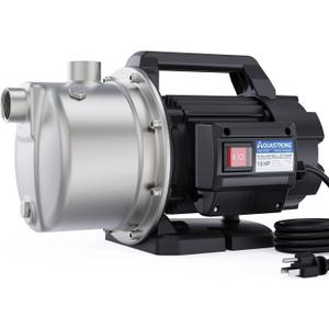 Aquastrong 1.6 HP Portable Shallow Well Pump Garden, 1320 GPH, 115V, Stainless Steel, Sprinkler, Water Transfer Draining Irrigation Pump, for Lawn or Garden