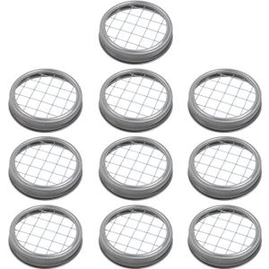 Geesatis 10Pcs Flower Mason Jar Insert Lid,Stainless Steel Flower Glass Bottle Covers Grid Lids,Flower Mason Lid Insert Grid for Easy Flower Arranging