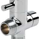 NearMoon Solid Brass G1/2" Shower Arm All Metal Universal 3-Way Diverter Valve for Handheld and Fixed Head, Replacement Component Adapter (Chrome Finish)