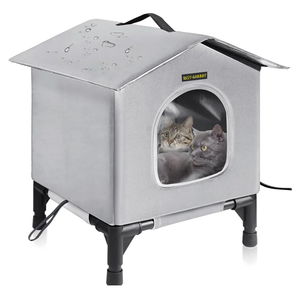Rest-Eazzzy Cat House for Indoor and Outdoor Cats in Winter, Waterproof, Fully Insulated Shelter for Stray and Feral Cats, Great for Cat Houses for Outdoor and Cat Beds for Indoor Cats(Grey, Medium)