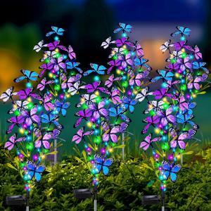 MRHEPHAESTUS Solar Garden Lights Outdoor Waterproof, 6 Pack Solar Butterfly Lights with 60 LED 12 Butterfly Colorful Lighting for Garden Yard Lawn Outdoor Decor, Gift for Mom Women Mother's Day