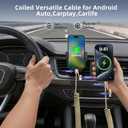 4 in 1 Retractable Charging Cable,Coiled USB C Cable for CarPlay&Android Auto, Multi Charger Cord with Lightning Cable/Type C/USB A Ports for iPhone/iPad/Samsung/Switch/PS5