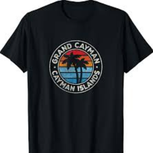 Grand Cayman Cayman Islands Vintage Graphic Retro 70s T-Shirt, Black, S