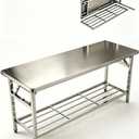 Garvee 48x30 Inch NSF Certified Stainless Steel Folding Prep Table with Undershelf, Heavy Duty Adjustable Leg Portable Work Station for Restaurant Catering Food Truck, Use
