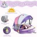 Mambobaby Float Non-Inflatable Baby Float with Canopy, Five-Point Safety System, 3D Canopy(Detachable) UPF 50+, Baby Pool Floats for 3-24 Months, Dual-Mode Toddler Swim Floaties