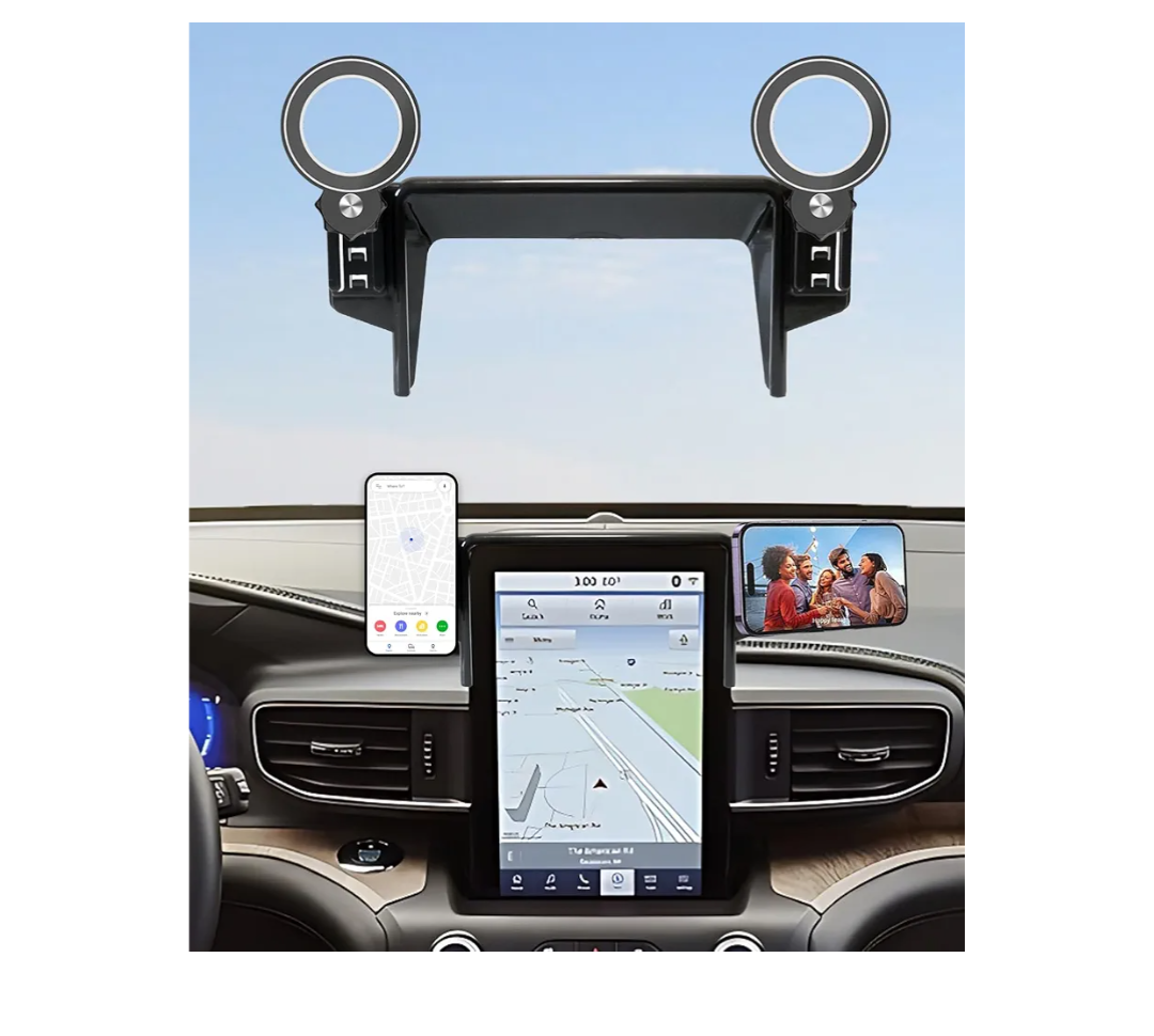 Car Phone Holder for Ford Explorer 2020 2021 2022 2023 2024 Accessories Apply to 10.1 Inch Touch Screen Fixed Clip MagSafe Passenger Cell Phone Mount Handsfree 360° Rotation