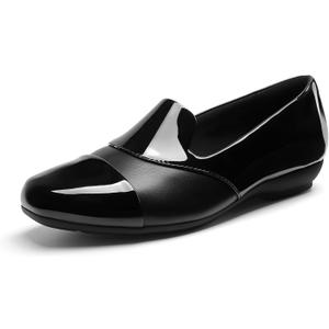 DREAM PAIRS Loafers for Women Orthopedic Comfortable Wide Width Loafer Dress Casual Slip on Business Work Office Shoes with Arch Support, Size 9, Black
