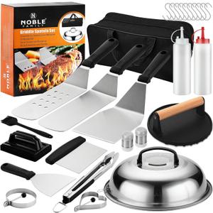 27 PCS Griddle Accessories Kit, Flat Top Grill Accessories Set for Camping, Professional Griddle Spatula Set with Melting Dome, Burger Press for Outdoor BBQ Cooking