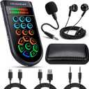 M300 Small Handheld Sound Card Set for Beginner Singing & Live Streaming, Voice Changer with Reverb/Vocal Enhancement/Sound Effects, w/AUX/Type-C/Bluetooth in, Includes Condenser Mic & Headphones