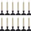 Homemory 12 Pcs Window Candles with Sensor Dusk to Dawn, White Light Electric Window Candle, Christmas Fake Candles Battery Operated, Led Candlesticks with Black Holders for Xmas Holiday Decor