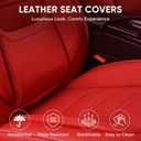 TIEHESYT Leather Car Seat Covers Full Set with Lumbar Support, Waterproof Car Seat Cover, Universal Seat Covers for Cars, Trucks, SUVs, Sedans, Airbag Compatible, Front Pair and Rear, Red