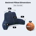 Reading Pillow for Sitting in Bed with Arm Rests,100% 7D Fiber Filling Husband Pillow for Back Support,Oeko-TEX Certified Backrest Pillow for Couch & Floor(17",Blue Corduroy)