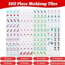 American Mahjong Tile Set(4 Layer), 1.2'' Mahjong Tile Set with Carrying Bag, 160 Red Travel Mahjong Set, 4 All-in-One Rack/Pushers & Accessories, Unique Gift for Mahjong Lovers, Home/Travel, 1.2 x 0.9 x 0.5 inches