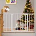 Cumbor 29.7"51.5" Extra Wide Baby Gate for Stairs, Pressure-Mounted Dog Gates for Doorways & Hallways, Auto-Close Walk-Through, No-Trip Design, Child Proof Safety, Dog/Pet Gate for Indoor Use, White