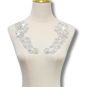 PEARLY JUN Rhinestone Appliques Silver Diamond Applique Patches for Dresses Hand Sewing Craft Projects DIY Wedding Clothes Shoes Hats Bags Embellishments