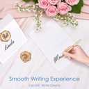 50 Pack Place Cards with Antique Gold Wax Seal Sticker, Name Cards for Table Setting, 4x3 inches Table Tent Card Stock Decor for Party, Wedding Dinner & Events (Pearlescent White)