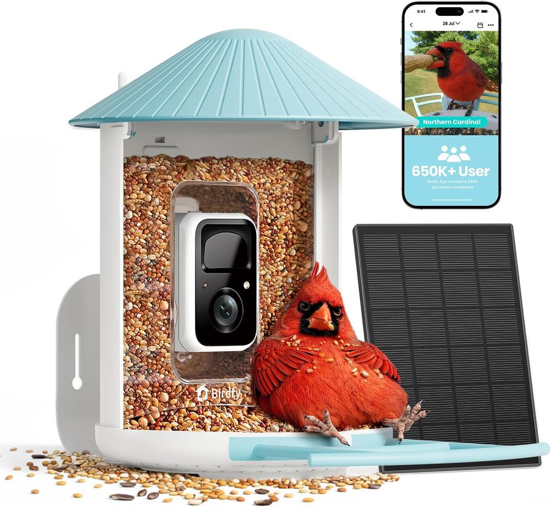 NETVUE by Birdfy Smart Bird Feeder with 2K HD AI Camera Solar Powered, Wireless Wildbird Watching, Live Stream&Color Night Vision, Auto-Capture & Notify, Free Cloud Storage(AI by Subscription)
