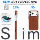SHIELDON Genuine Leather Case for iPhone 17 Pro Max 6.9" 2025 with [Updated Camera Button], Compatible with Magsafe, Magnetic Wireless Charging, Shockproof Protective Cover, Metal Button - Retro Brown