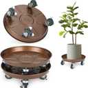 2 Pack Plant Caddy with Wheels, 12" Rolling Plant Stand 265 LBS Heavy Duty Metal Tray No Holes with Large Metal 360 Lockable Caster Wheels for Outdoor Indoor Large Plant Pots, Flower Pot, Patio