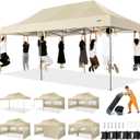 COBIZI 10x20 Heavy Duty Pop up Canopy Tent with 6 sidewalls Easy Up Commercial Outdoor Canopy Wedding Party Tents for Parties All Season Wind & Waterproof Gazebo with Roller Bag,Khaki(Frame Thickened)
