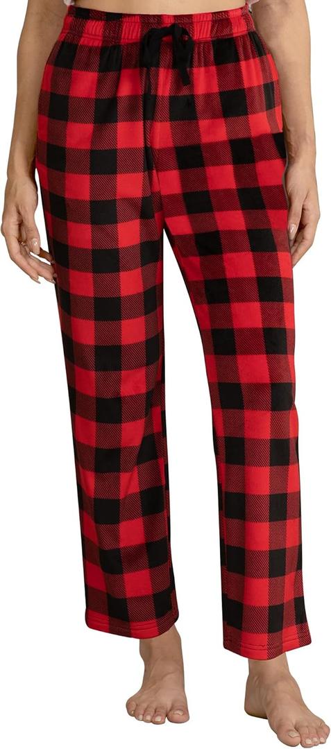 Women Ultra Soft Fleece Pajama Pants Plaid Pj Bottoms with Pockets Warm Sleepwear Lounge Cozy (M)