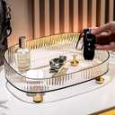 Perfume Organizer, Bathroom Vanity Tray, Makeup Trays for Dresser Top, Countertop Decorative Plastic Decor Tray, Perfume Organizer for Women, organizador de perfumes (Clear)